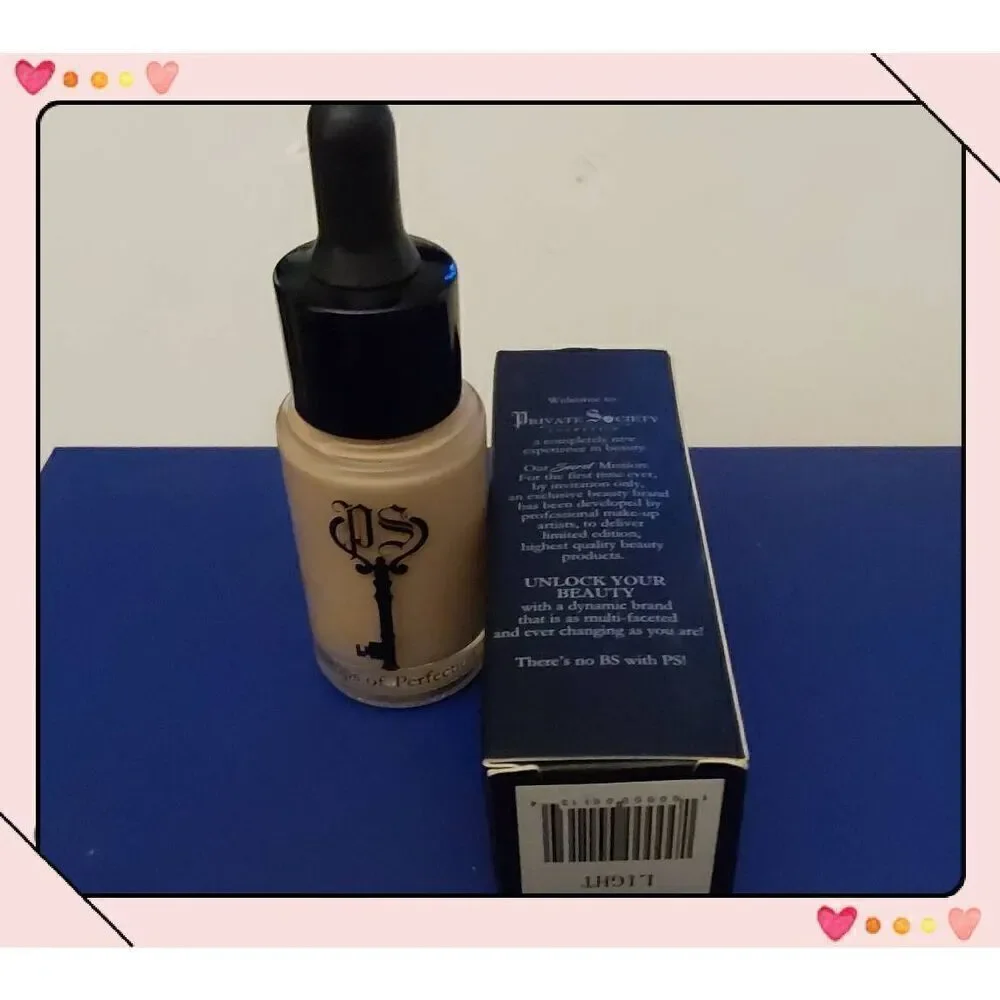 BNIB~Private Society Cosmetics Drops of Perfection Buildable Foundation in Light